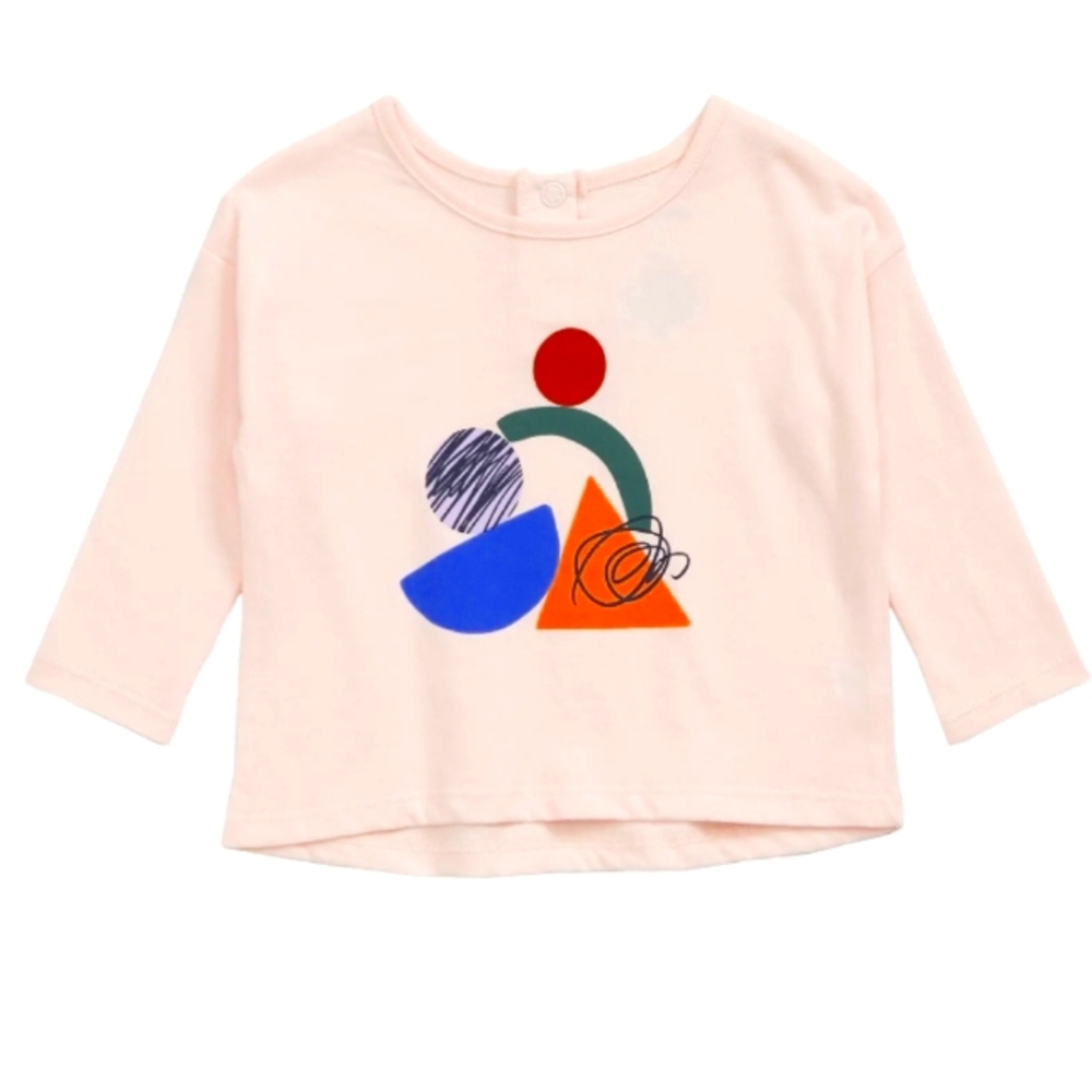 Pink Dogwood Organic Cotton Graphic Long Sleeve HI Lo Tee, Pink, 3M